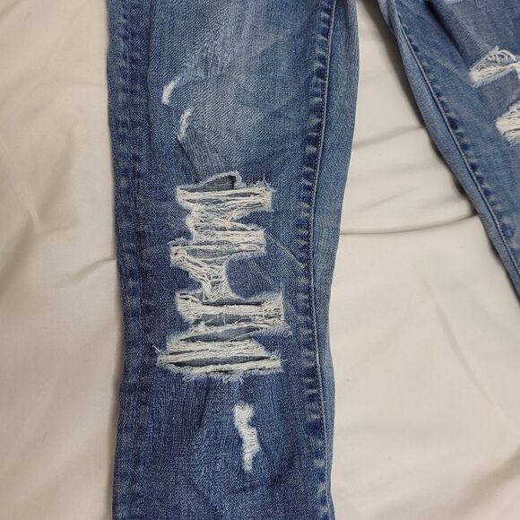 AMERICAN EAGLE hi rise distressed super stretch x jegging ankle blue jean 4‎ - Picture 3 of 11